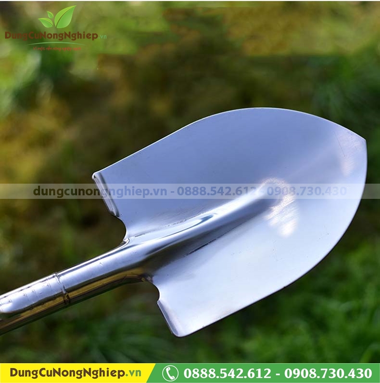 Xẻng làm vườn inox có tay cầm 80cm