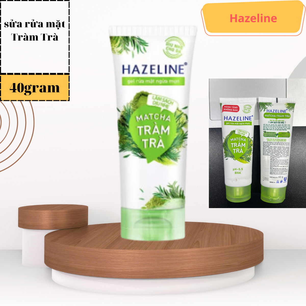 Sửa mặt Hazeline Matcha tràm trà 40g