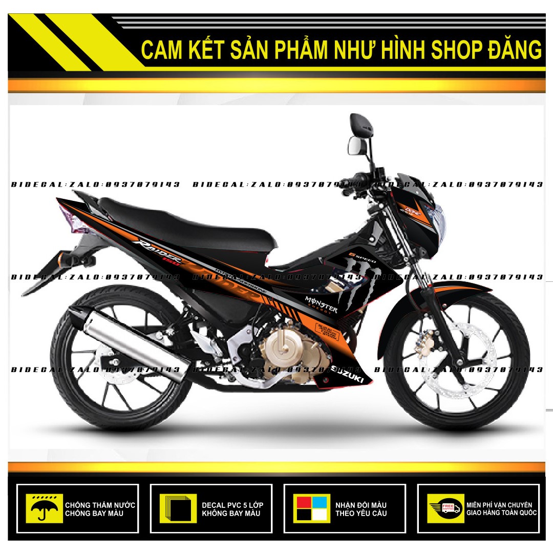 Tem rời raider xăng cơ phối cam đen