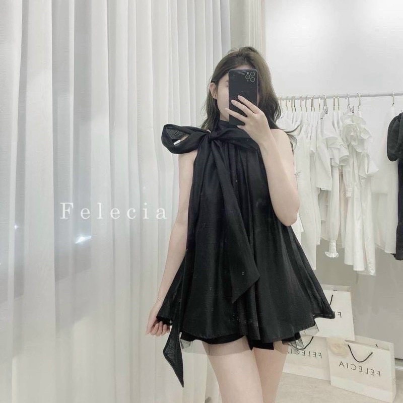 Áo kiểu nữ cổ yếm from rỗng chất vải Kate FreeSize dưới 54kg