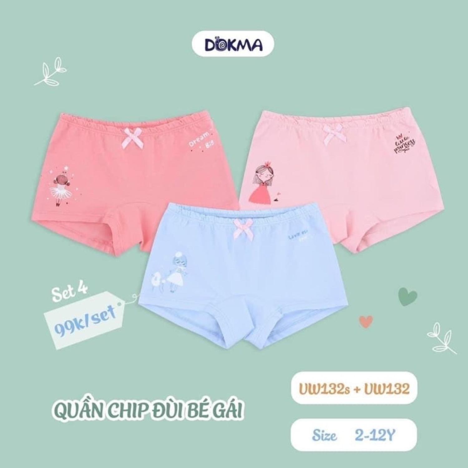 set 3 chíp đùi dokma cho bé siêu mềm (2-12 tuổi)