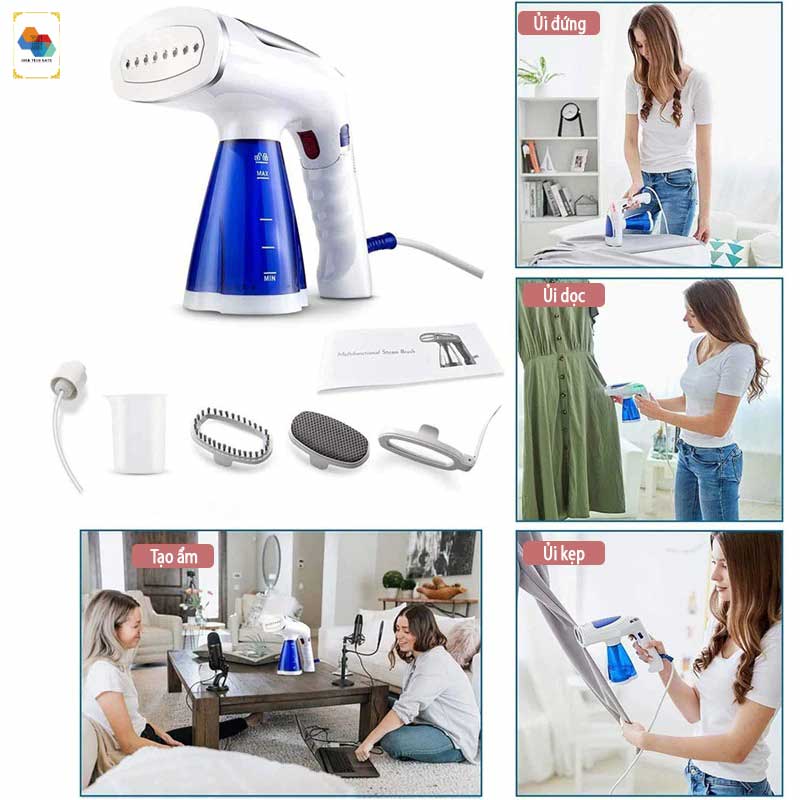 Steam iron, clothes ironing machine ASB-16 multi-function 4-in-1 version, three ironing levels with powerful 1600W, convenient folding for use at home or work, travel with 350ml water bottle