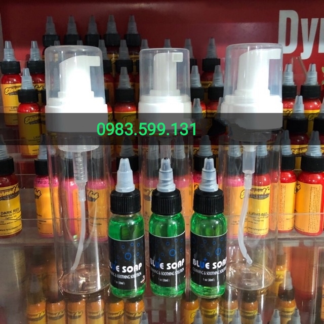 Cặp : Lọ Tạo Bọt 200ml + Blue Soap 40ml Lau Mực Xăm