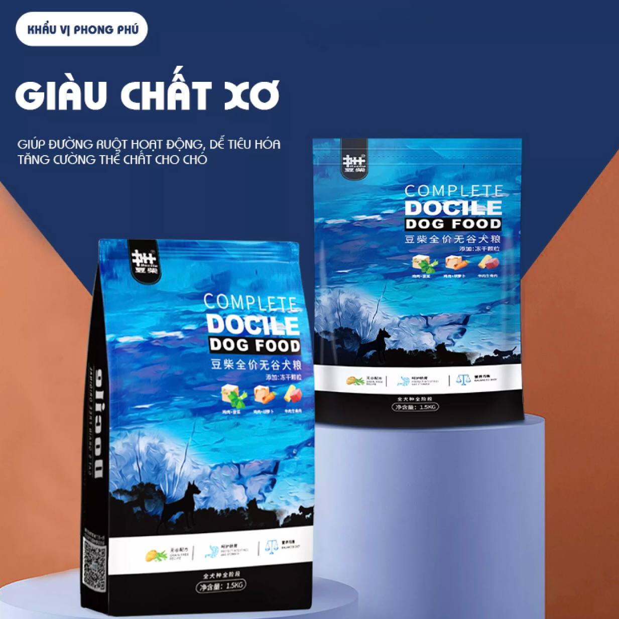 Hạt thức ăn cho chó DOCILE 4 mùi vị dành cho chó mọi lứa tuổi