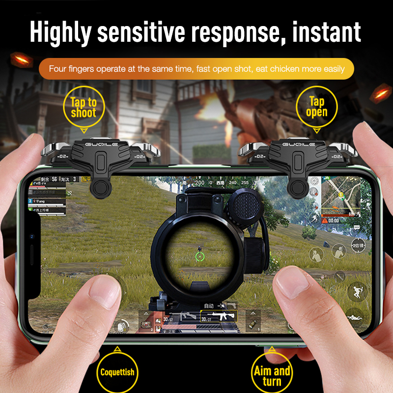 [Matel Nâng Cấp] DAMILE Cần Điều Khiển Kích Hoạt Chơi Game Di Động Cho Tay Cầm Chơi Game PUBG Mobile Nút Bắn Bộ Điều Khiển Trò Chơi Di Động Vật Lý L1R1 Nút Nhắm Tay Cầm Chơi Game PUBG Fortnite Rules Of Survival GT02