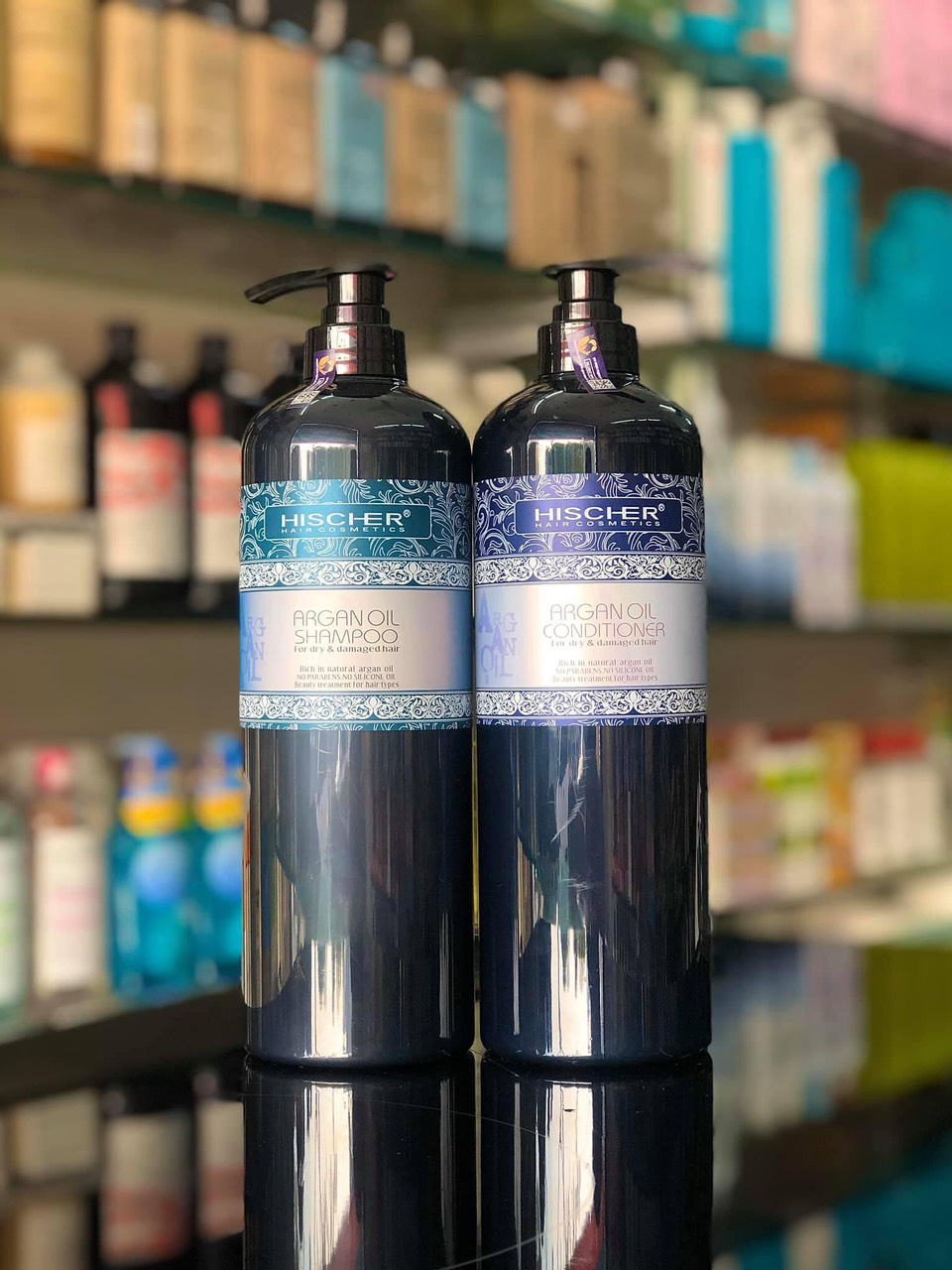 Pair of Hischer Argan oil Shampoo Shampoo 1000ml