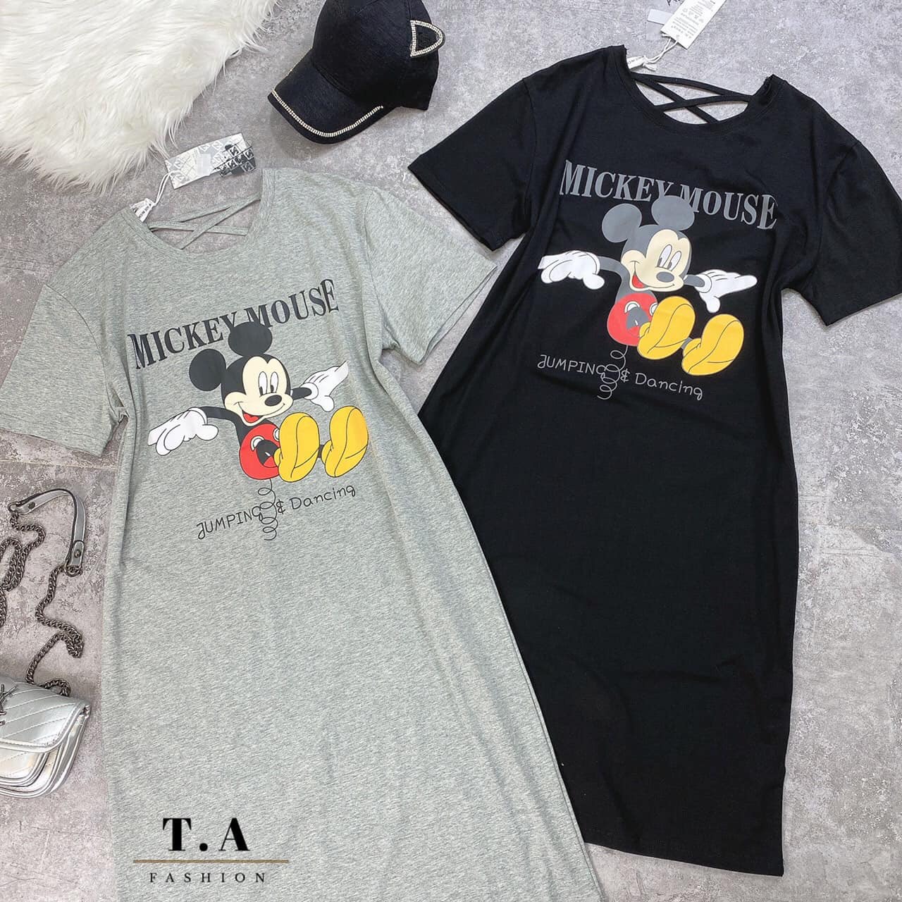 [MeBeBin] Đầm Suông Dáng Rộng Micky Đan Dây Lưng