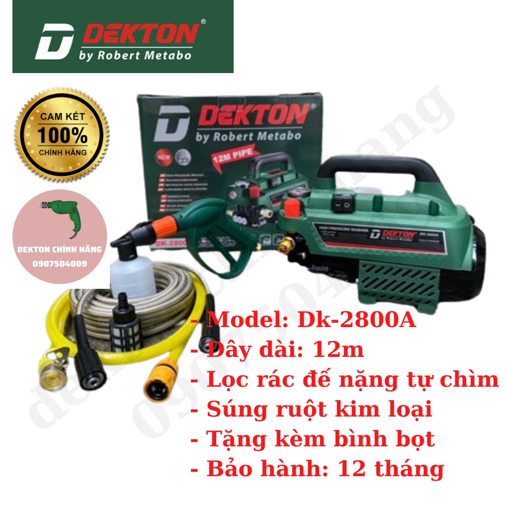 Máy rửa xe DEKTON 2800w DK-2800A. nặng 14kg