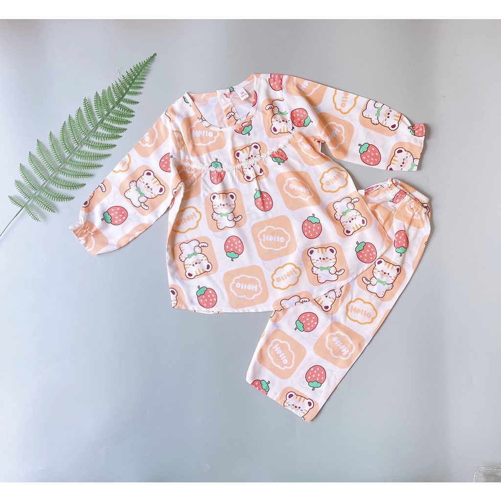 Đồ Bộ tone Tay Dài Cho Bé Gái 5-45kg