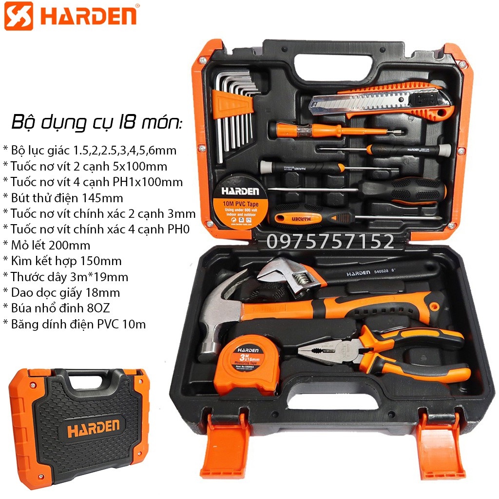 ▨❖✔ Bộ dụng cụ sửa chữa đa năng cao cấp 18 chi tiết HARDEN PRO bộ dụng cụ đồ nghề sửa chữa bộ dụng cụ đa năng chuyên nghiệp