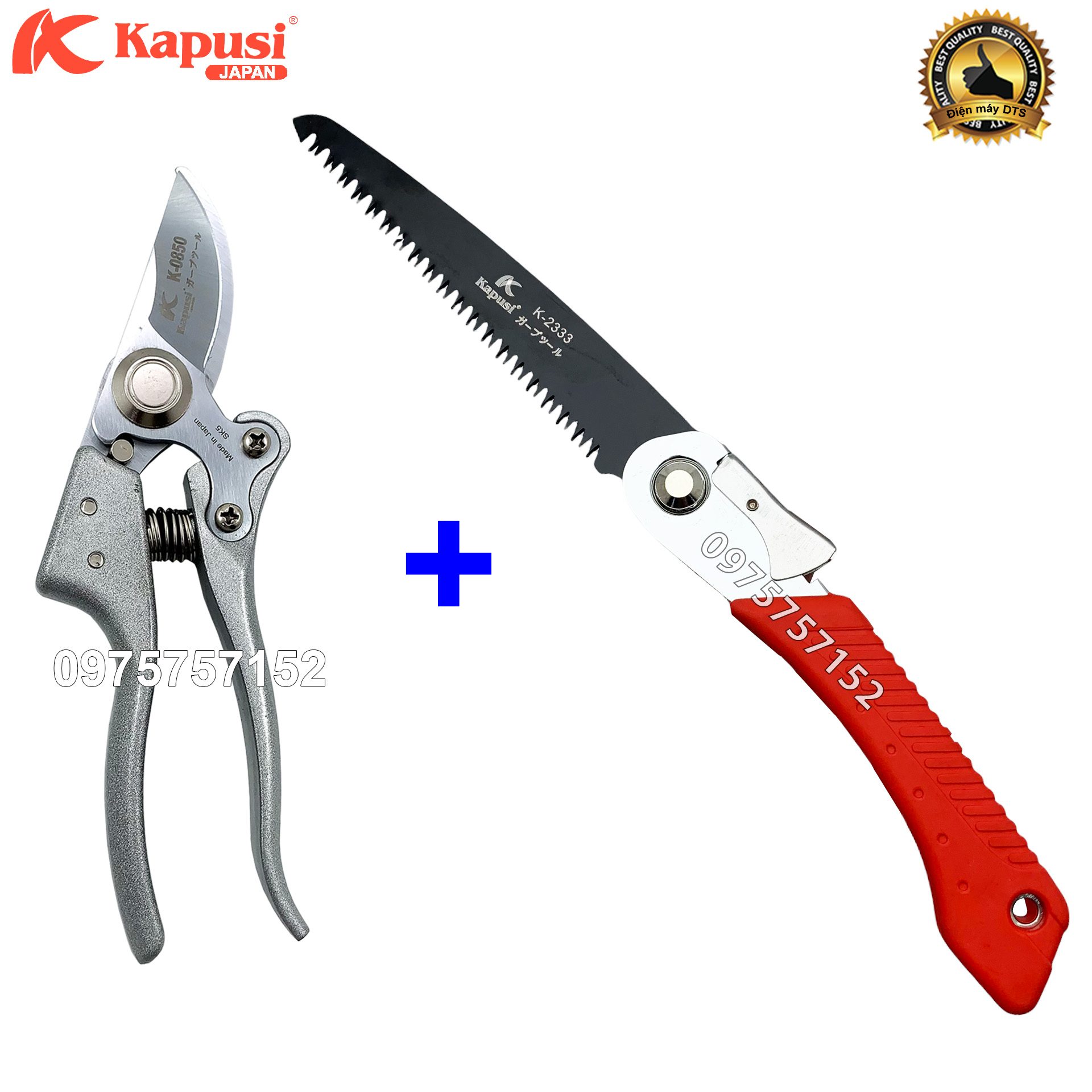 Bộ Cưa gỗ đa năng gấp gọn và Kéo cắt cành Nhật Kapusi Japan lưỡi thép SK-5 siêu bền siêu sắc, lưỡi cưa gỗ 3D tăng độ sắc bén, kéo đa năng, kéo cắt cây, cưa gỗ cầm tay gấp gọn đa năng, cưa xếp, cưa gỗ dạng gập