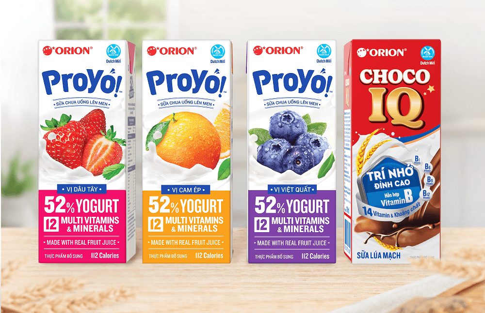 Sữa Lúa Mạch Choco IQ Và Sữa Chua Uống Lên Men ORION Proyo! (Lốc 4 Hộp - Lớn)