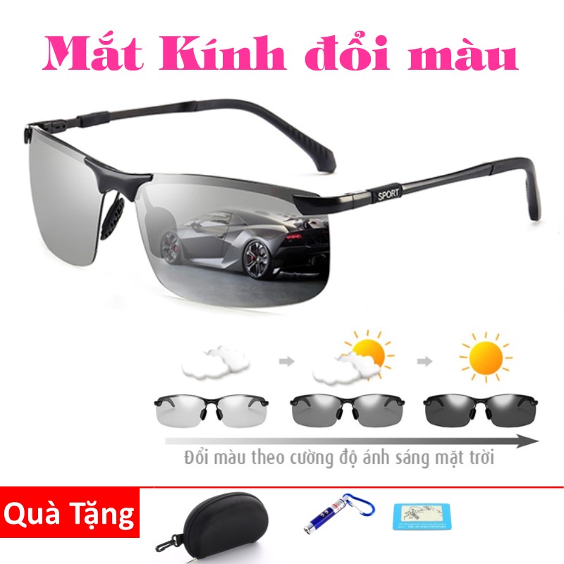 Kính mát thần kỳ Tech Pro mắt kính thông minh tự chuyển màu theo ngày đêm, phong cách phi công, tính năng phân cực polarized chống lóa, tự sẫm màu, bảo vệ khi phát hiện có tia UV gây hại