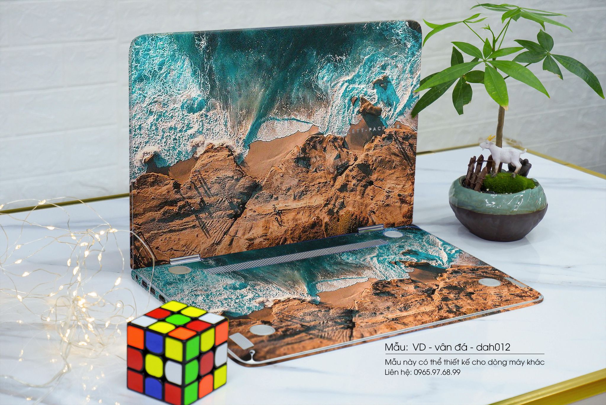 Decal Skin dán Laptop HP mẫu vân đá (inbox mã máy cho shop)