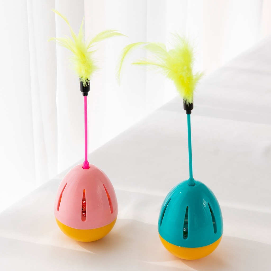 Đồ Chơi Cho Mèo Lật Đật Trứng Lông Vũ 7x25cm - [Nông Trại Thú Cưng]