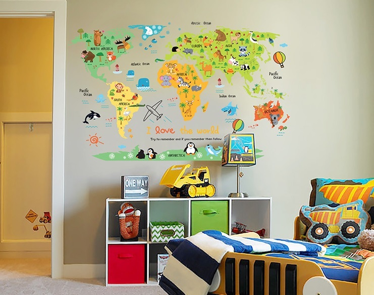 Decal dán tường Bé yêu thế giới - T17 - Kiddecals