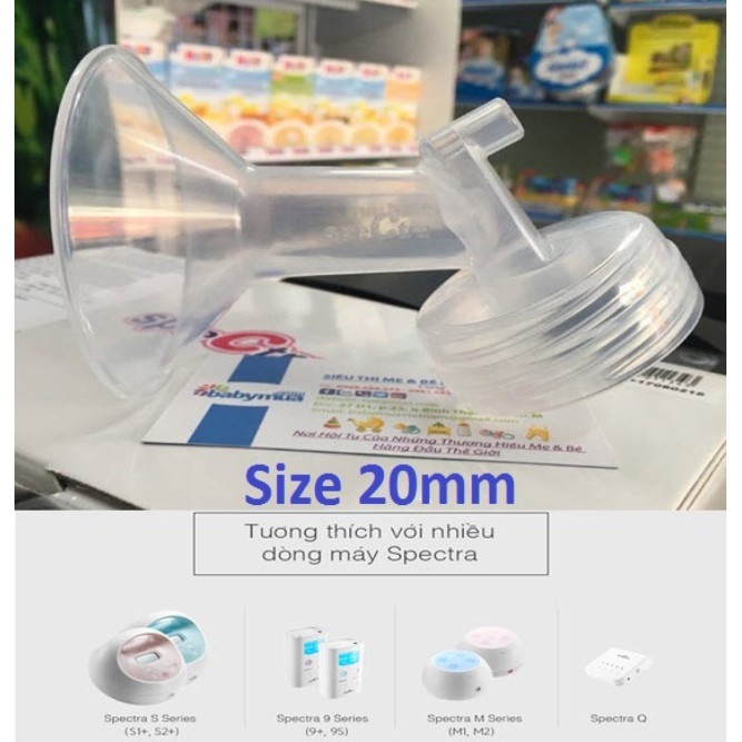 Phễu cứng hút sữa cổ rộng size 20mm cho máy hút sữa spectra q, m1, m2, 9s, 9plus, 9+, s2, s2+, s1, s1+ nam1