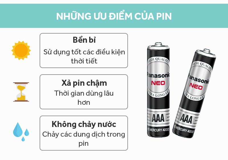 Vỉ 2 viên pin đũa Panasonic (AAA) chính hãng