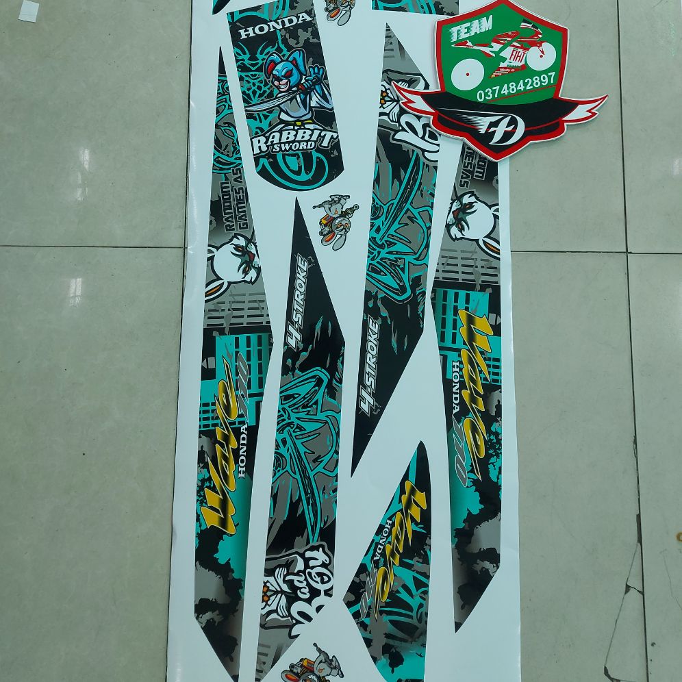 [HCM]Tem xe wave nhỏ mẫu tem rời thỏ rabbits cao cấp dán được các màu xe