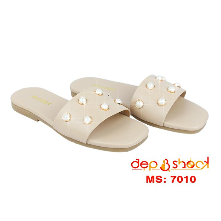 Dép nữ ngang hột ngọc trai cao cấp có size lớn 42 43 ms 7010