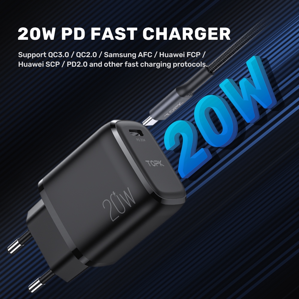 Củ Sạc Nhanh 20W Pd3.0 Qc3.0 Đầu Cắm Type C và USB-2 Cổng