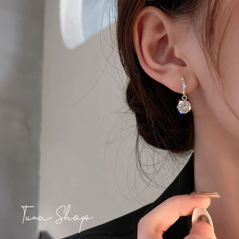 Khuyên tai tròn đá bạc, Hoa tai Bạc nữ _ [HÀNG CÓ SẴN]_ 𝐂𝐚𝐦 𝐤𝐞̂́𝐭 𝐜𝐡𝐮𝐚̂̉𝐧 𝐁𝐚̣𝐜 _ 𝐓𝐔𝐍𝐀𝐒𝐇𝐎𝐏 𝐓𝐫𝐚𝐧𝐠 𝐬𝐮̛́𝐜 𝐁𝐚̣𝐜