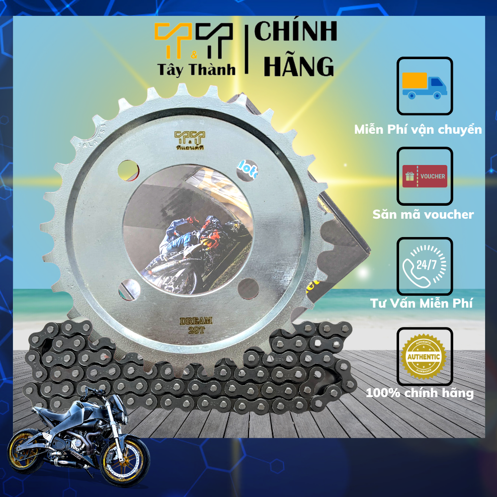 Nhông sên dĩa dream, wave nhỏ, sirius 50, ex50cc cực đẹp Bảo hành 06 tháng, hàng chính hãng Thái Lan - T&T Tây Thành Shop chuyên nhông sên dĩa