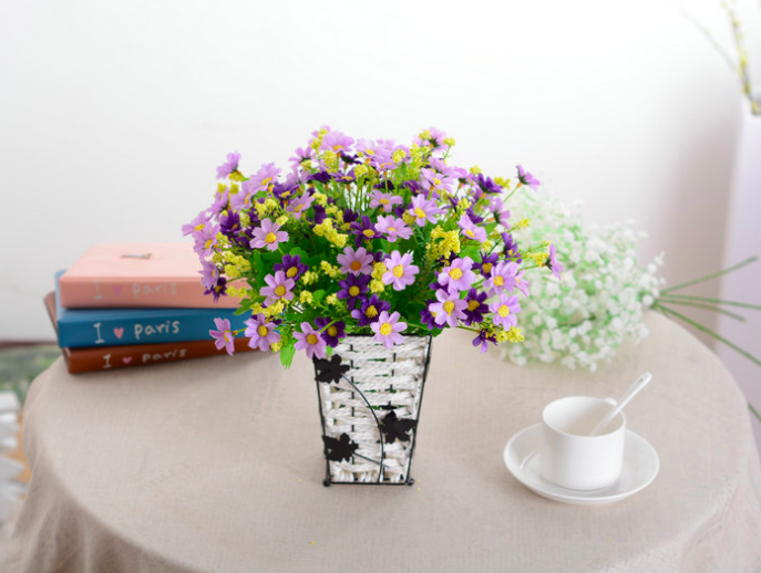Hoa Giả -28 bông Hoa Lụa cúc nhí 7 cánh - HG82