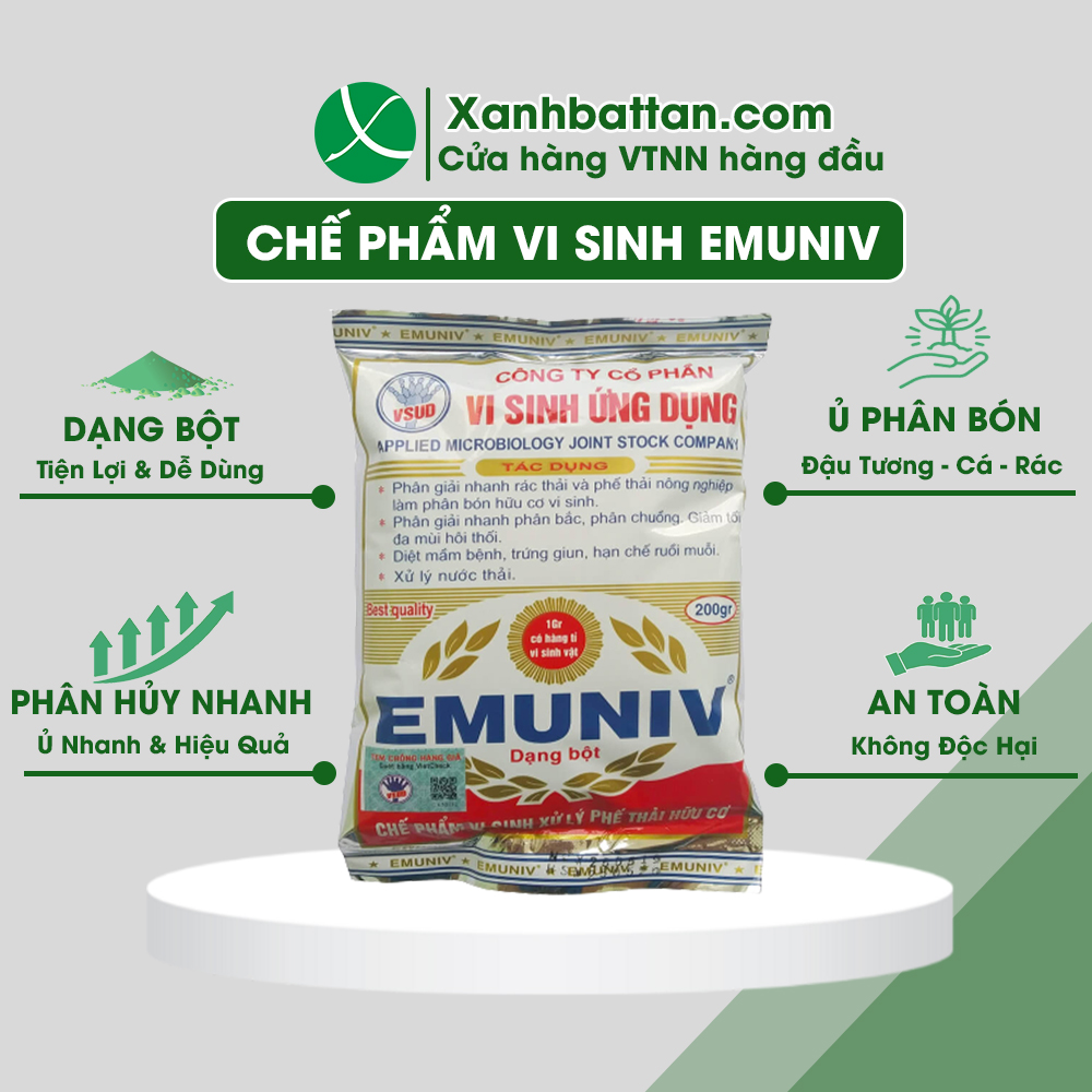 Chế Phẩm Ủ Phân Và Rác Thải Emuniv Gói 200 Gram