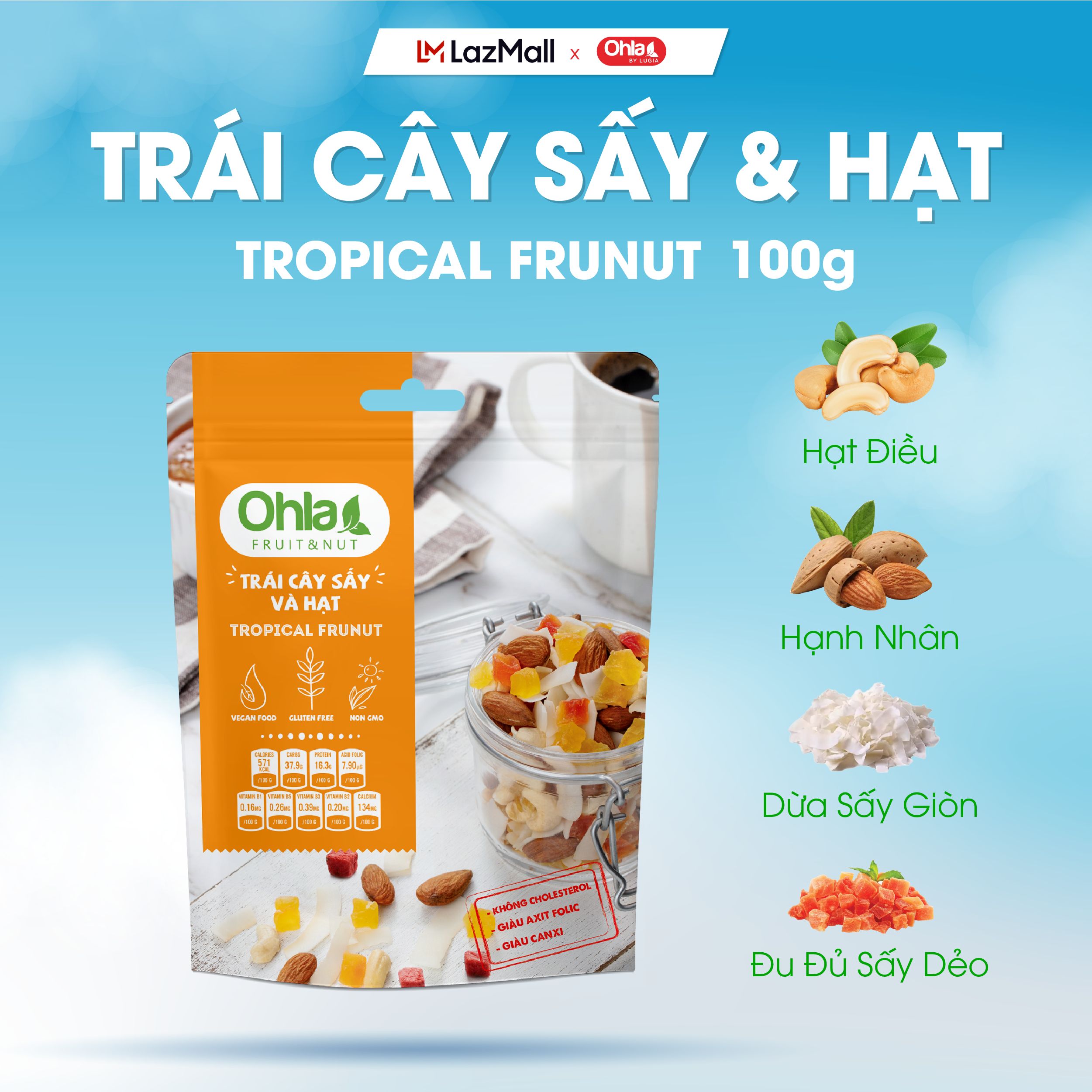 Trái Cây sấy & Hạt Tropical Frunut - 100g