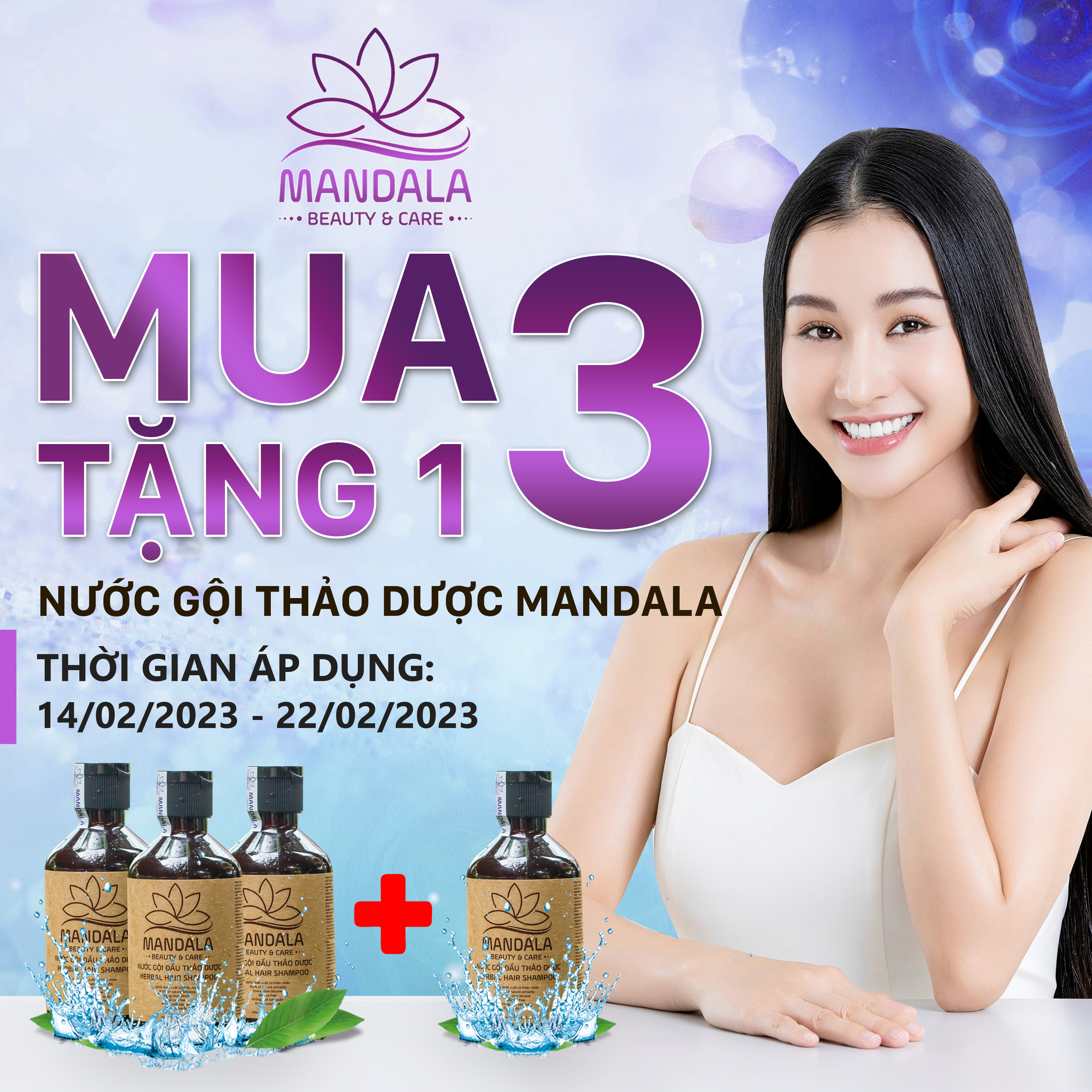Nước gội thảo dược Mandala chai 300ml - 500ml