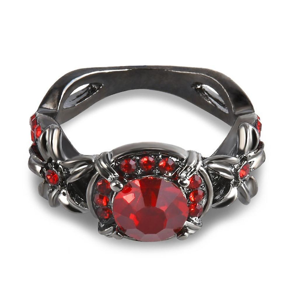 Gravitational wave Women Artificial Retro Sapphire Ruby Rhinestones Wedding Engagement Ring Jewelry