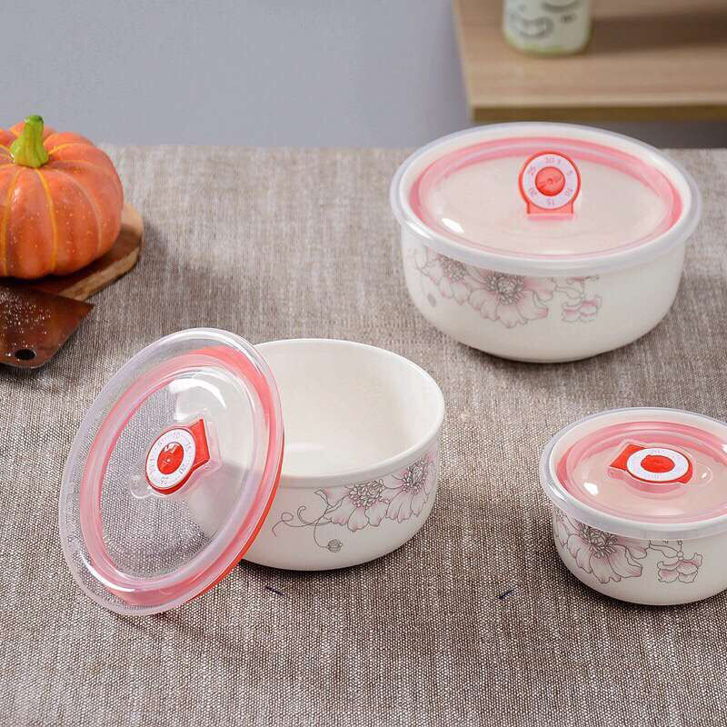 ComBo 3 Thố Sứ Có Nắp Silicon Cao Cấp