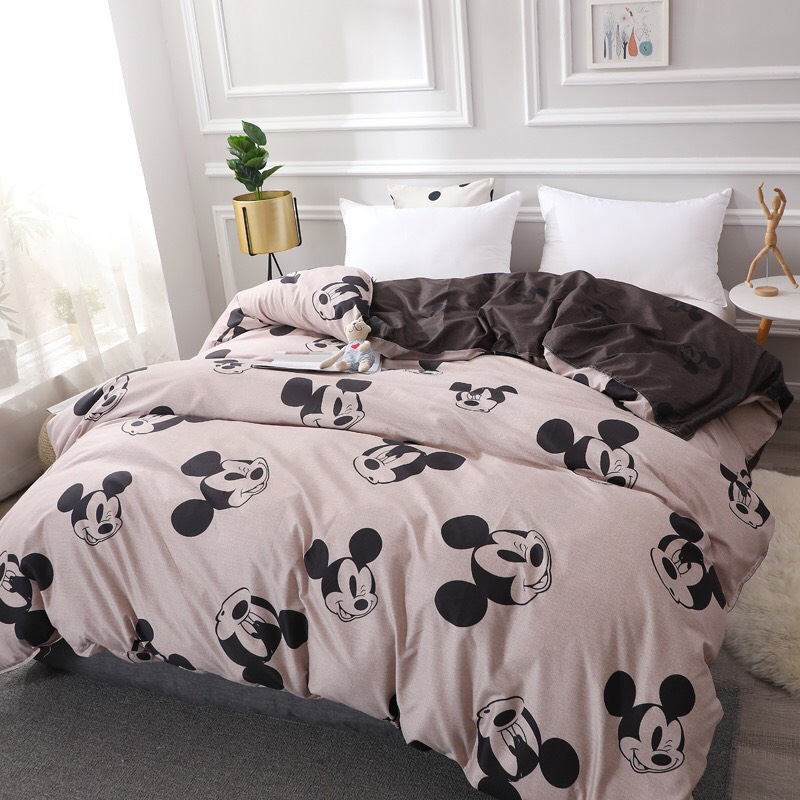 Trọn Bộ 4 Món Cotton Poly Nhập Mẫu MICKEY GHI