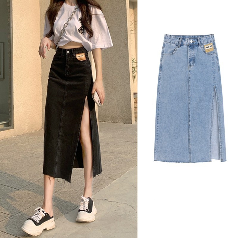 Nơi bán Chân Váy Denim Lưng Cao Xẻ Tà Quyến Rũ Cho Nữ