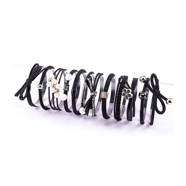 Bộ 12 thun cột tóc Hàn Quốc dễ thương - Gồm hộp (Đen)