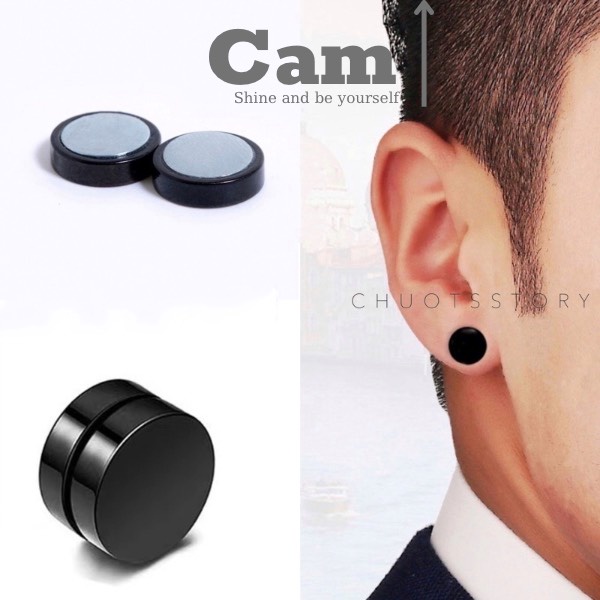 Khuyên tai nam châm tròn idol basic gd giá 1 chiếc, bông tai nam không cần bấm lỗ cực chất