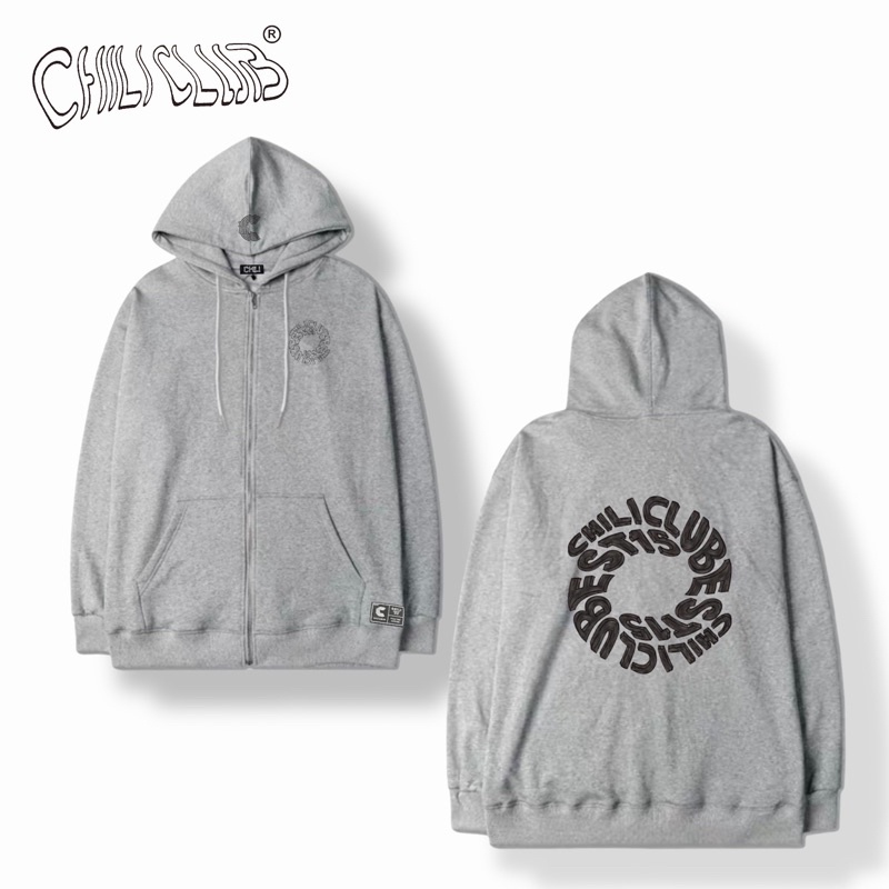 Áo Hoodie Zip Circle CHILICLUB (XÁM)