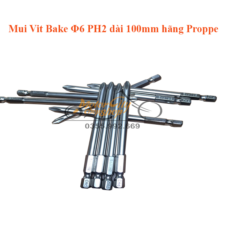 Mũi Vít Bake Phi 6 PH2 Chuôi Lục Giác Cho Máy Khoan, Bắn Vít