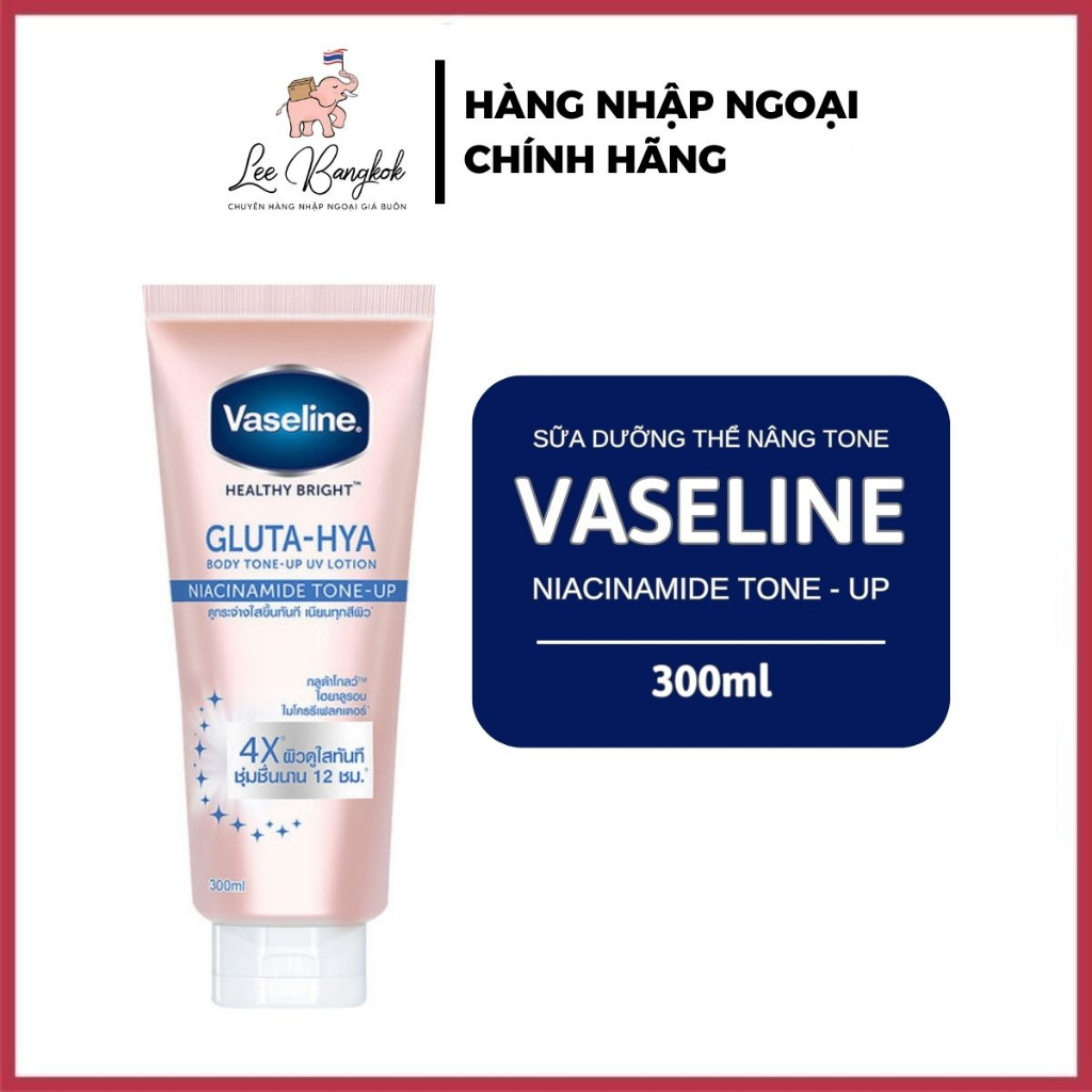 01 tuýp dưỡng thể vaseline 4x thái lan - chống nắng trắng da tức thì vaseline healthy bright gluta-hya 4x 300ml