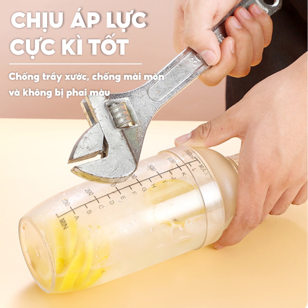 Bình lắc pha chế trong nhựa VIỆT NHẬT 320ml, 460ml, 600ml - Vạch chia, nắp kín - 0101/2/3 - bình lắc shaker có chia vạch Việt Nhật, bình pha chế, bình pha chế có chia vạch,  bình lắc shaker, bình , bình pha chế cầm tay