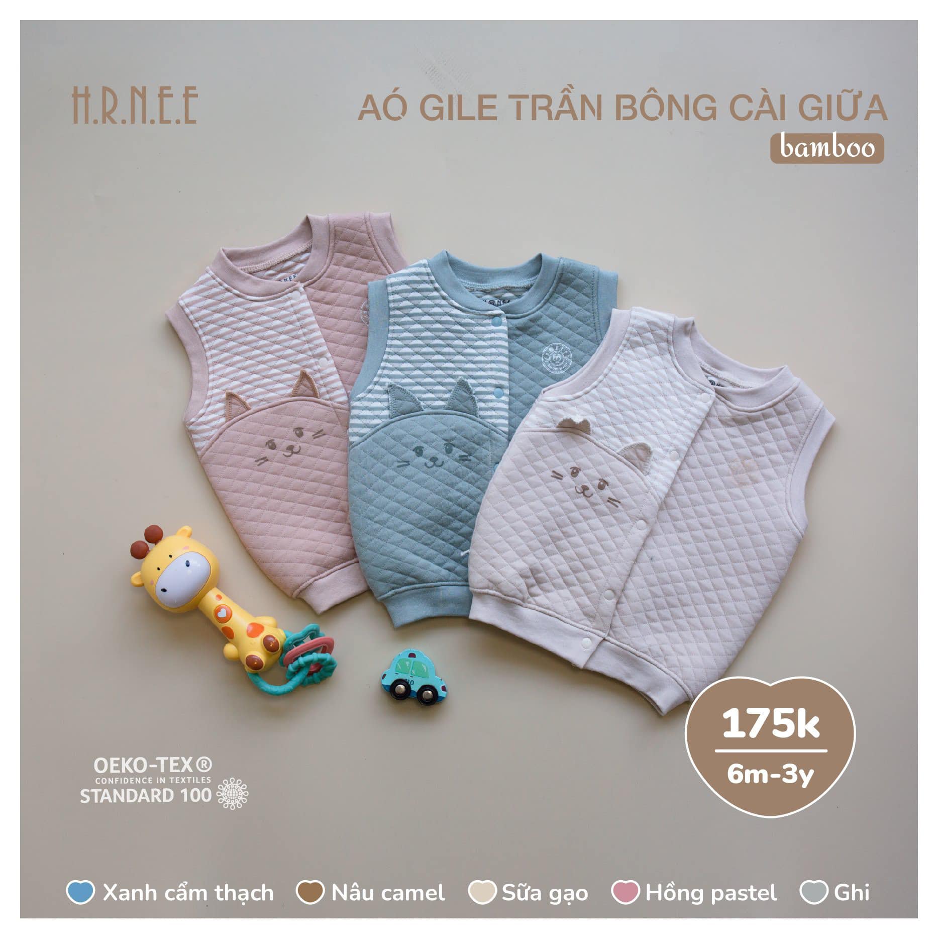 Áo Gile trần bông Hrnee cho bé