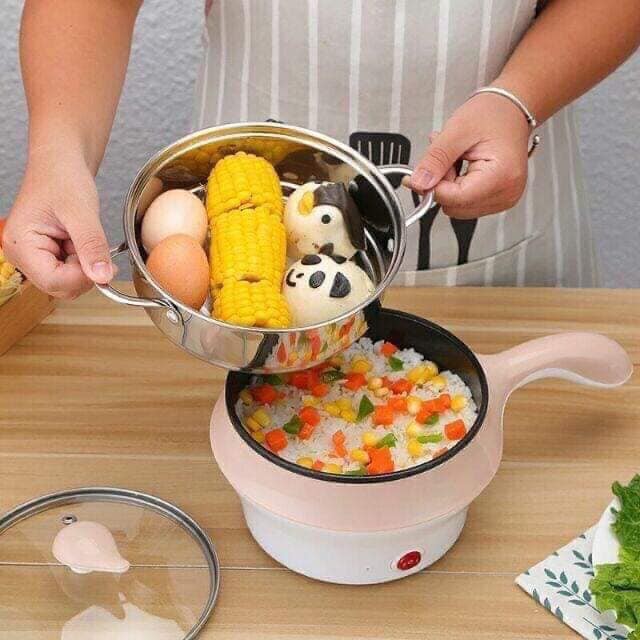 Nồi lẩu điện mini kèm hấp dán chiên