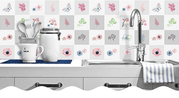 Decal dán bếp tráng nhôm - Hoa Lá Hồng
