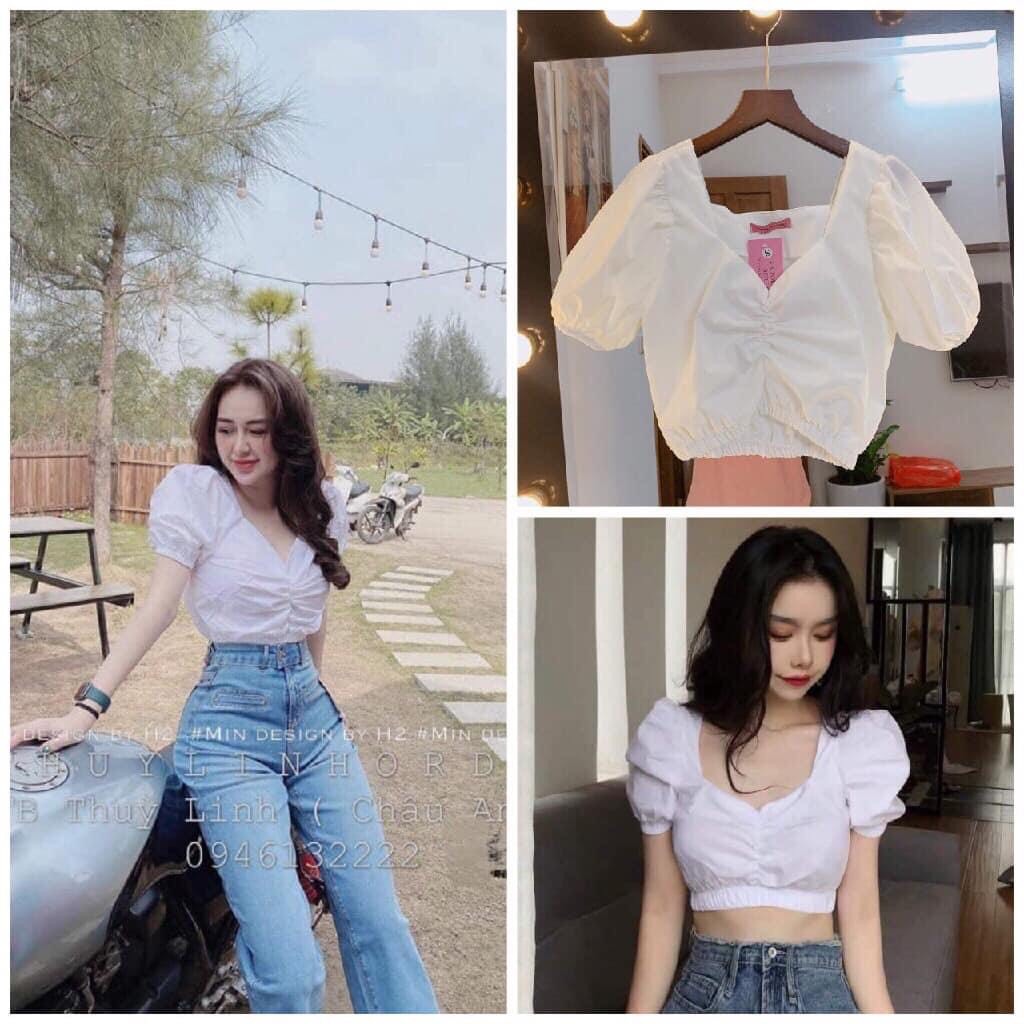ÁO CROPTOP NHÚN NGỰC CHUN EO