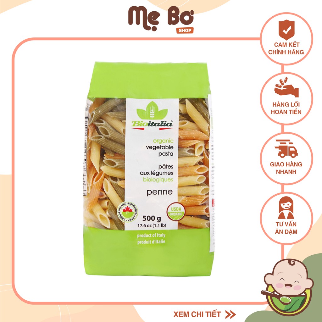 Nui ống rau củ hữu cơ 500g