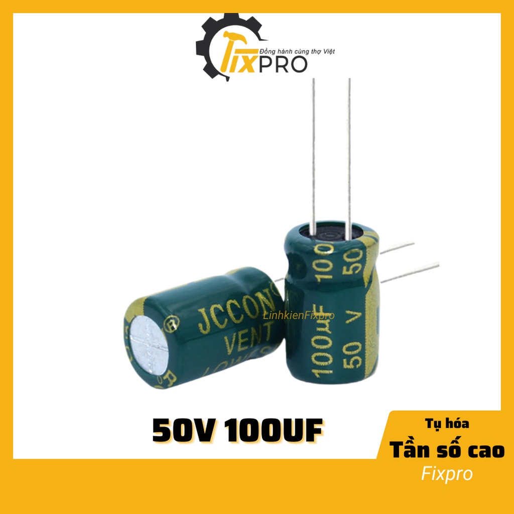 Tụ hóa 50v 100uf 8x12mm màu xanh tần số cao