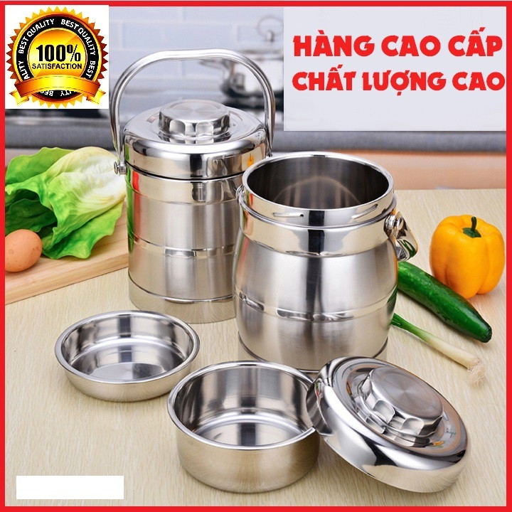 Cặp lồng inox 3 tầng cao cấp 1900ml siêu to nhiều màu ngẫu nhiên - hộp ddunwcj cơm inox loại lớn - camen 1,4l