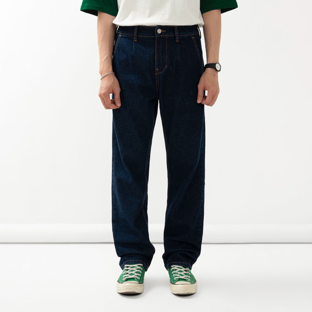 Quần jean nam Owlbrand Pleated/Indigo