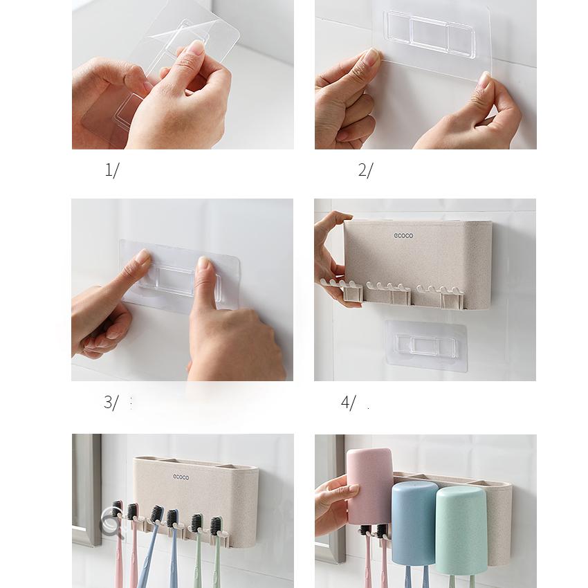 Kệ để bàn chải kèm 3 cốc ecoco 1615 cao cấp